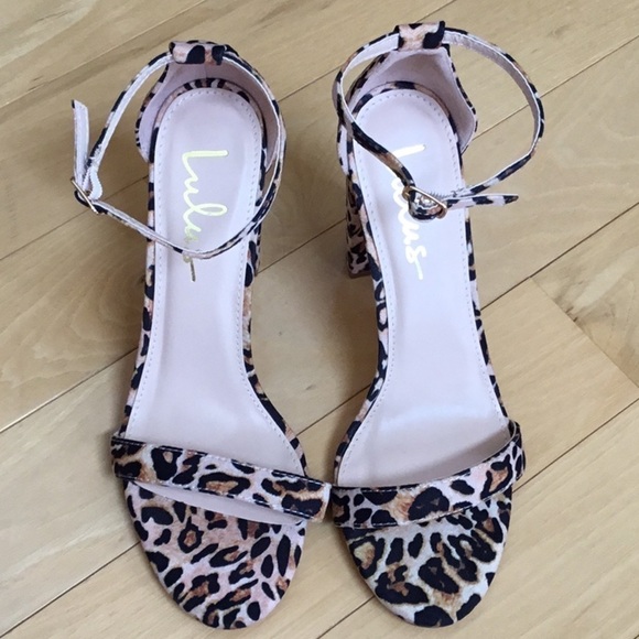 LULUS Leopard Print Chunky Open Toe Heels. Women’s size 8.5 - Picture 5 of 14